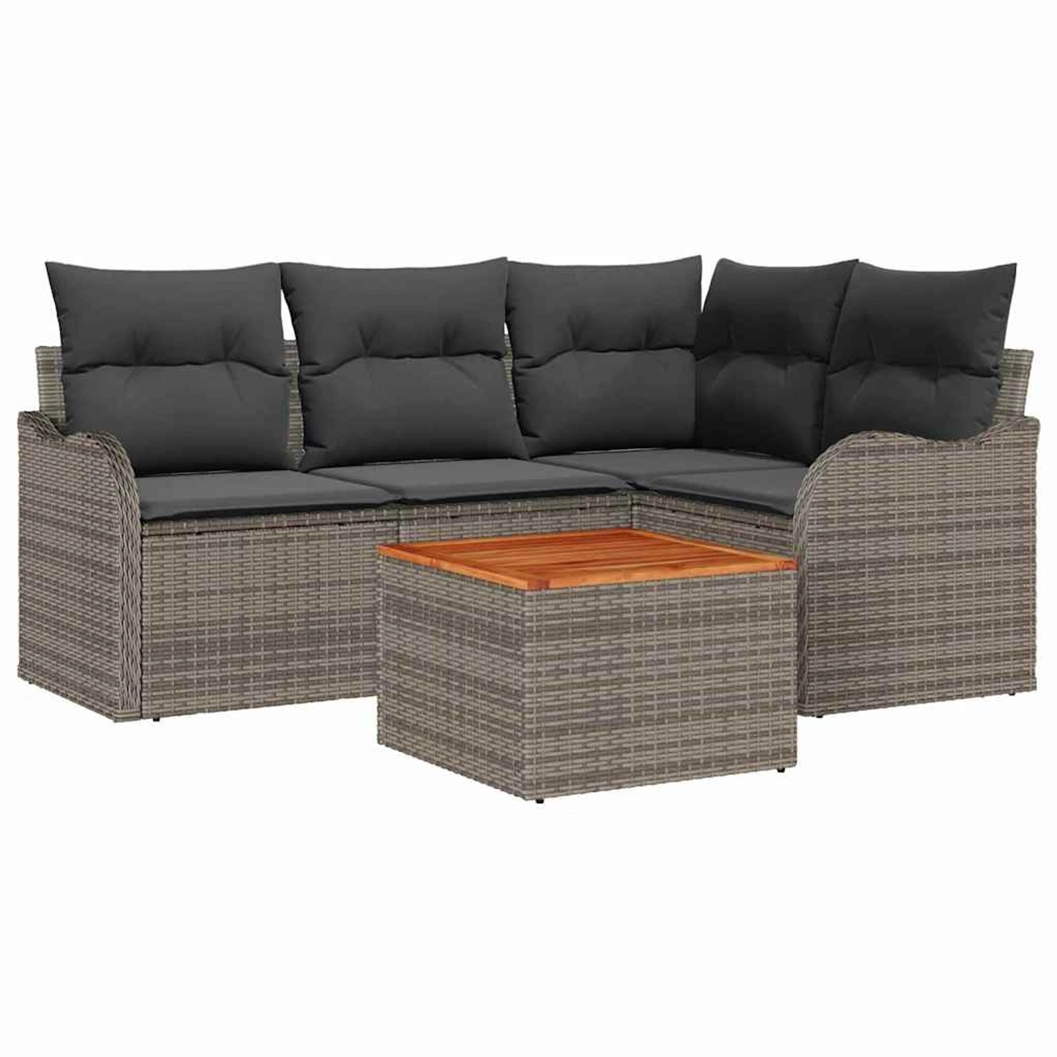 vidaXL Garten-Sofa-Set 5-Tlg Grau Poly Rattan 3347447 günstig online kaufen