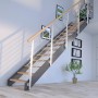 Moderne Treppe Kos mit 14 Eiche Natur Stufen und anthrazitfarbenem Design-Geländer.