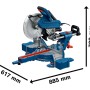 Bosch Professional Kapp- und Gehrungssäge GCM 340-305 D, blau-silber, mit Maßen. Präzises Sägewerkzeug.