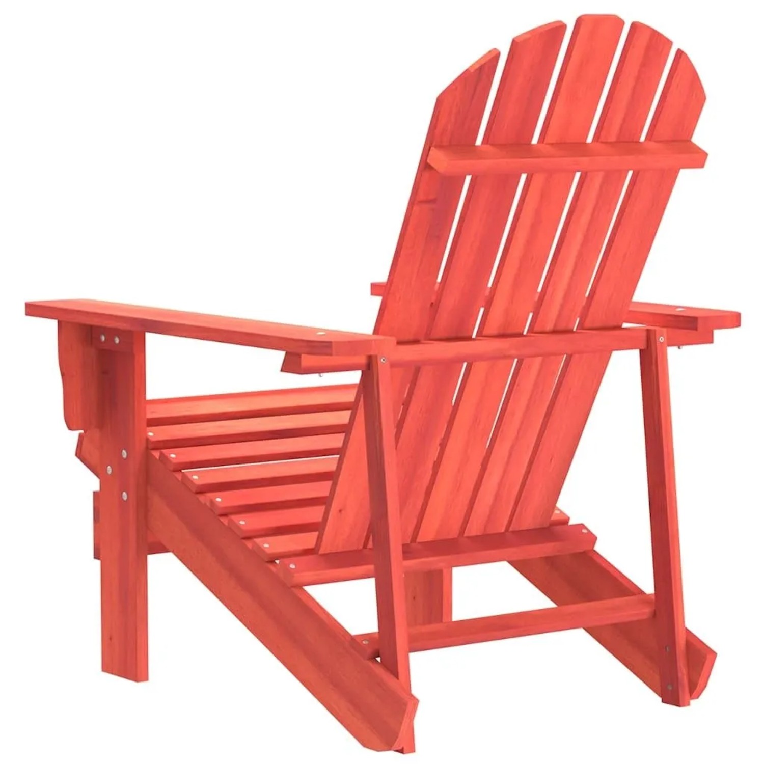 Roter Adirondack-Gartenstuhl aus massivem Tannenholz, schräg von hinten. Ideal für Garten & Terrasse.