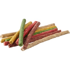 Primox Kaurollen-Mix, 100 Stück, verschiedene Farben. Getrocknete Hunde-Natursnacks für langanhaltenden Kauspaß.