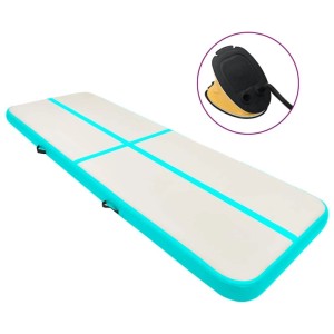 vidaXL Aufblasbare Gymnastikmatte mit Pumpe 300x100x15 cm PVC Grün 92660