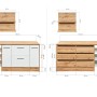Respekta Kücheninsel Hilde 150 cm, Maße und Details der Küchenmöbel dargestellt.