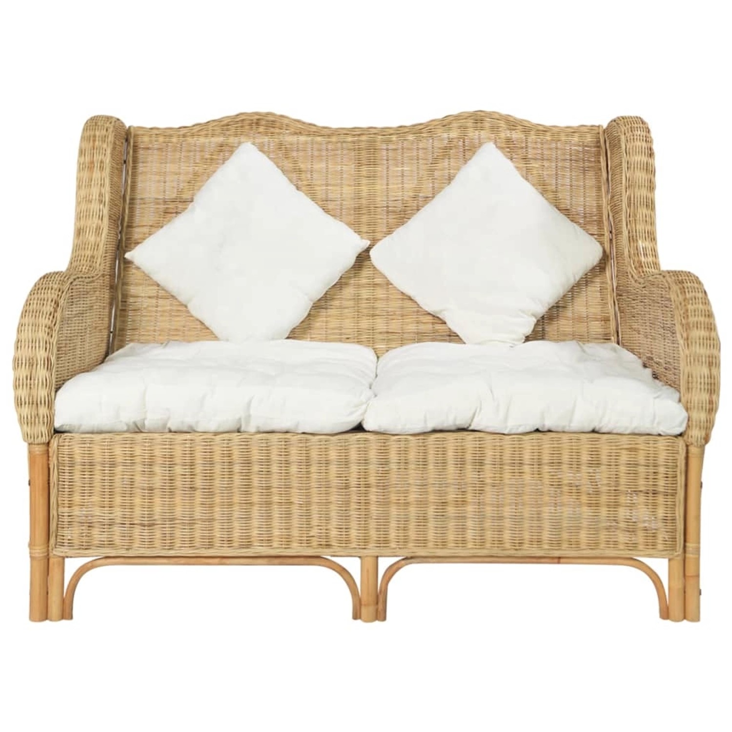 vidaXL 2-Sitzer-Sofa Natur Rattan und Leinen