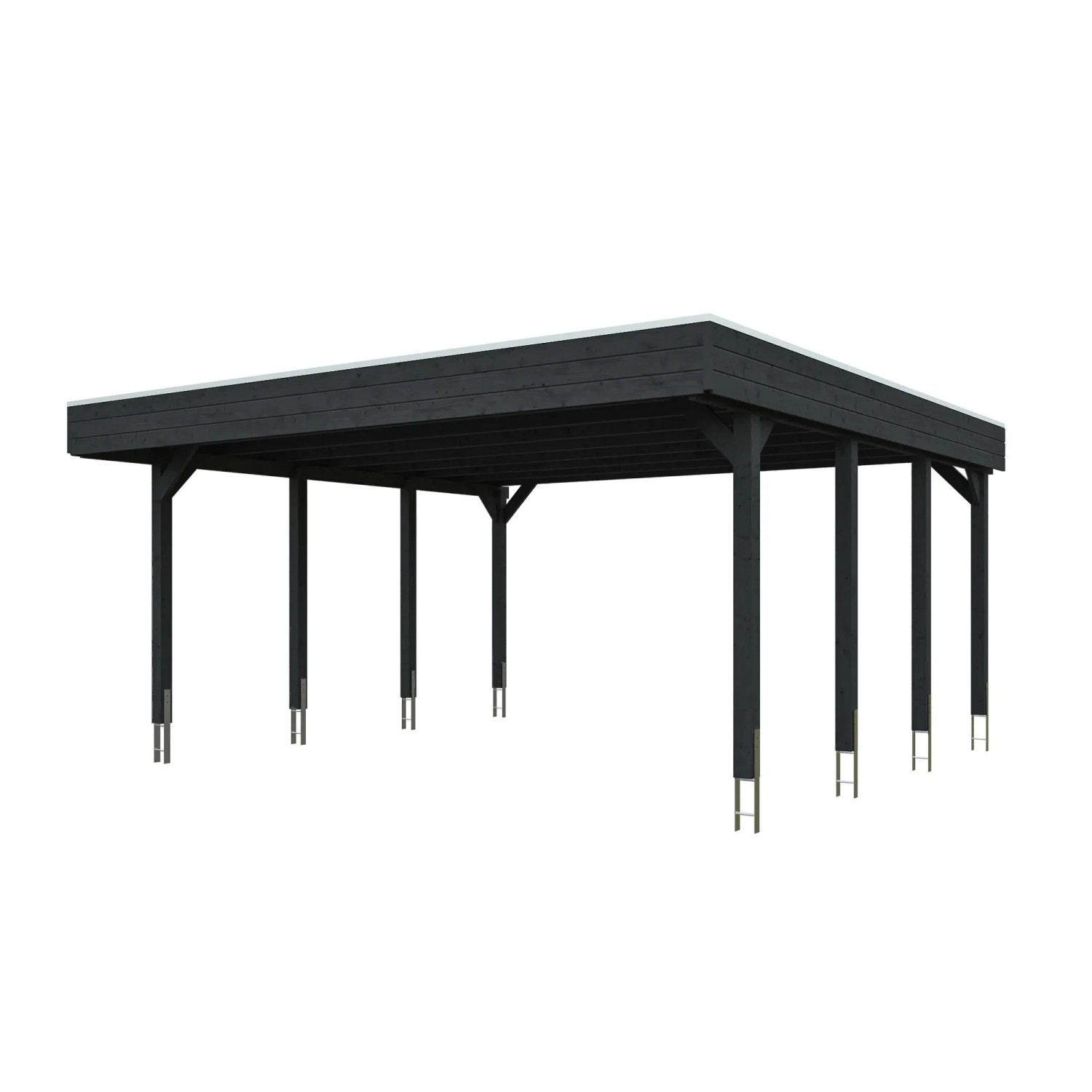 Skan Holz Carport Friesland mit Stahl-Dachplatten 546 cm x 555 cm Anthrazit