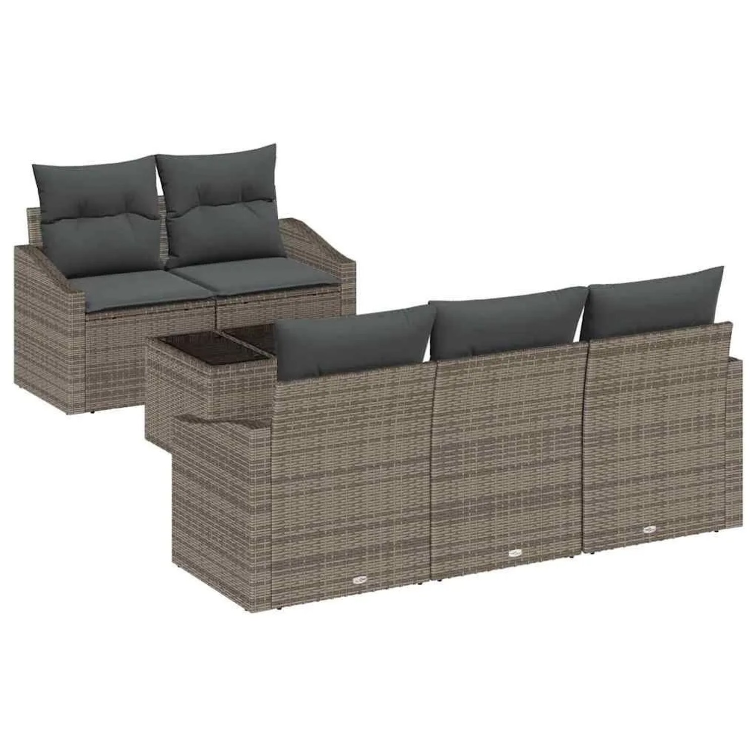 vidaXL Sofa Set mit Kissen 6-Tlg Grau Poly-Rattan 3346599 günstig online kaufen