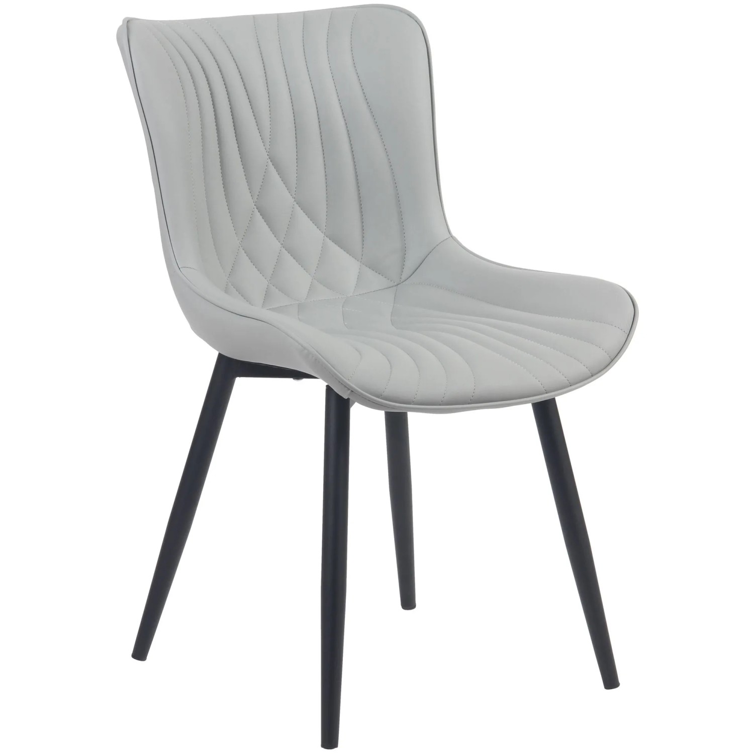 DELUKE Stuhl KELCE Kunstleder 80,5x50x62cm Grau Metall Gestell Stühle Esszimmerstühle Esstisch Küchenstuhl