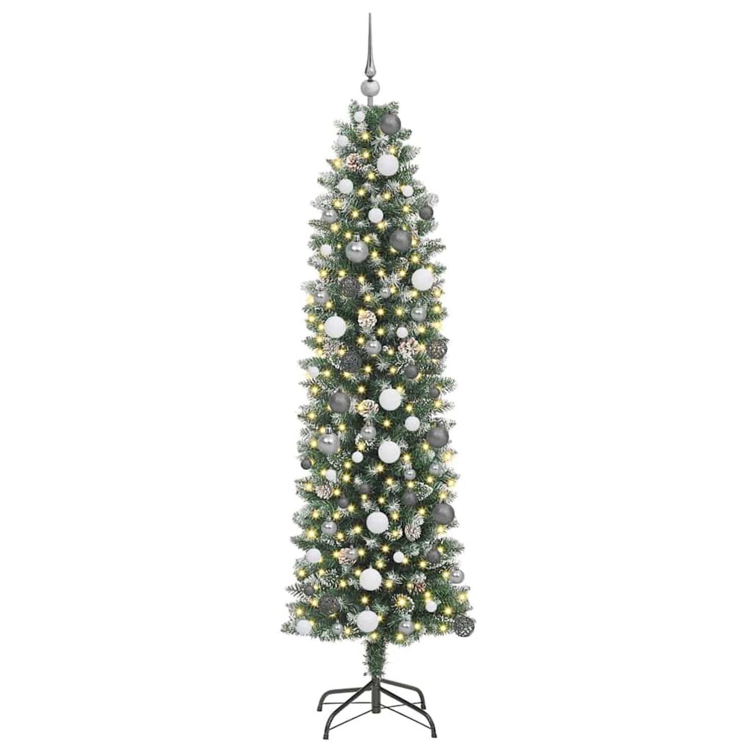 vidaXL Künstlicher Schlanker Weihnachtsbaum mit 300 LEDs Grün 210 cm 3395304