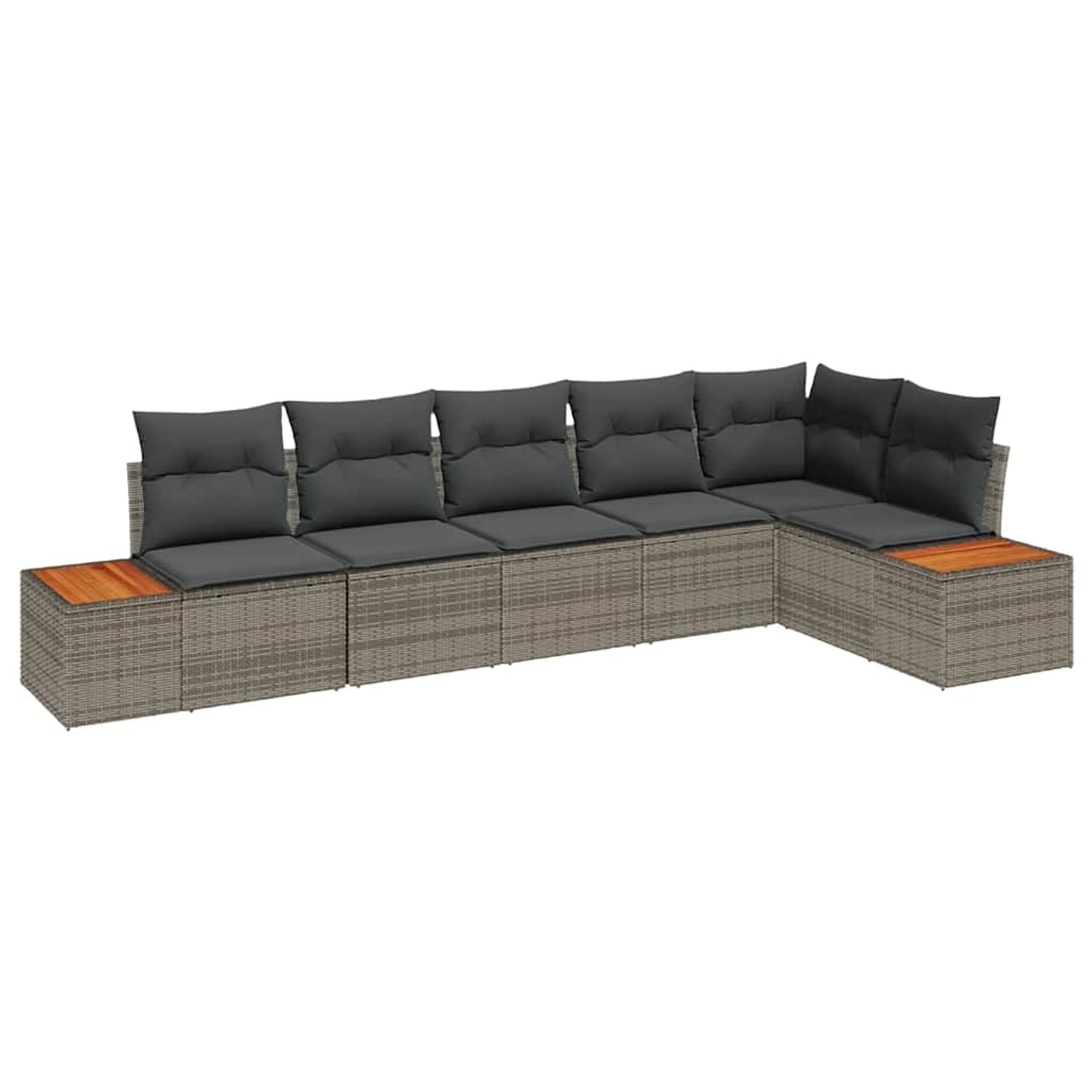 vidaXL Garten-Sofa-Set mit Kissen 6-Tlg Grau Poly Rattan 3348095 günstig online kaufen
