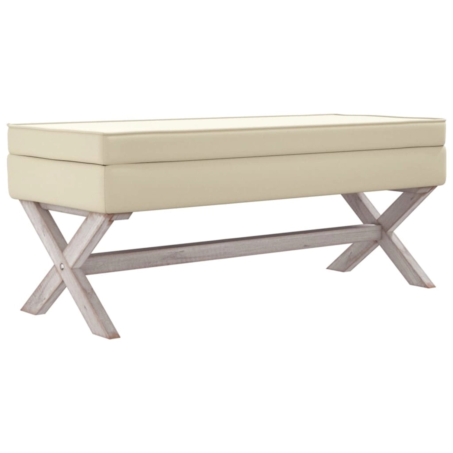 vidaXL Hocker mit Stauraum Beige 110x45x49 cm Leinen