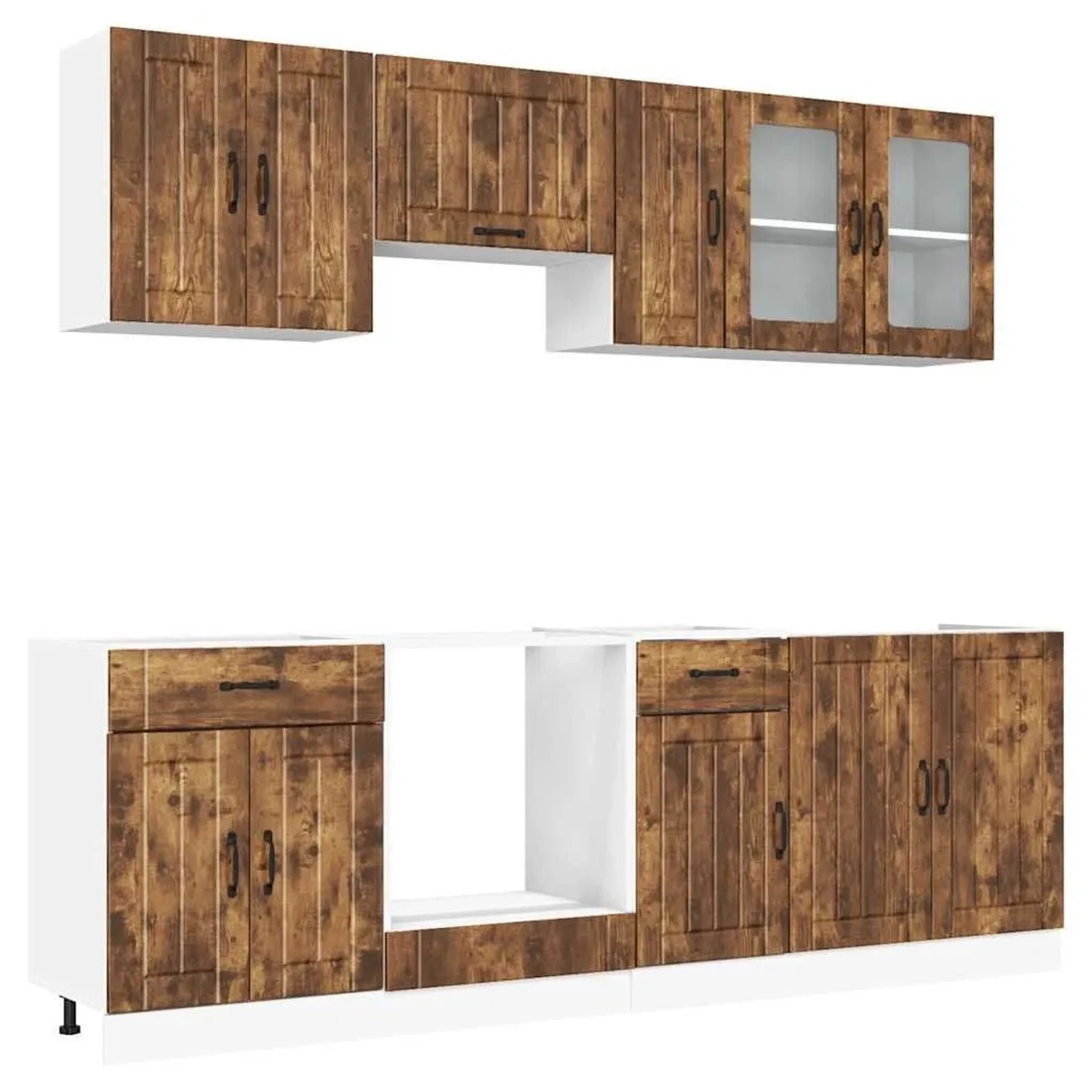 vidaXL 8 Tlg Küchenschrank-Set Lucca Räuchereiche Holzwerkstoff 3314836 günstig online kaufen