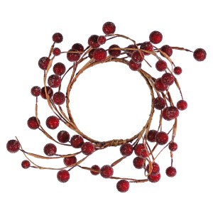 Kranz mit roten Beeren, 10 cm Durchmesser, aus Draht und Kunststoff, ideal als Deko oder zum Basteln.