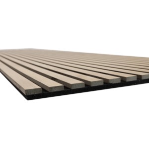 ECON Akustikpaneel Eiche, 240x60 cm, mit schwarzem MDF-Filz für Schallabsorption.