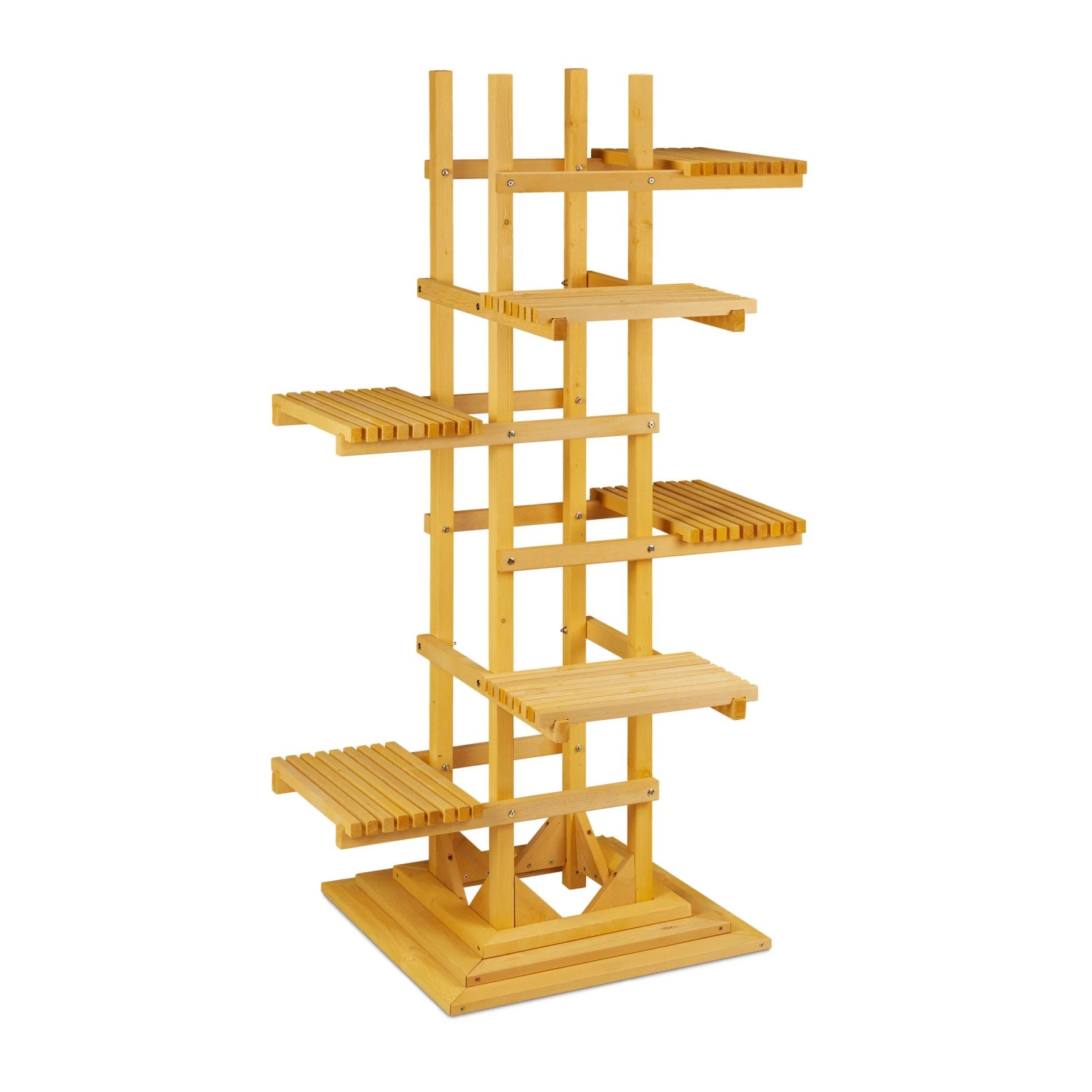 Relaxdays Blumentreppe Holz Natur mit 6 Etagen 152,5 cm x 80 cm x 73 cm 15,3 kg