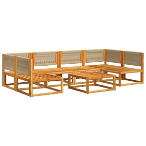 vidaXL 7-Tlg Gartensofa-Set mit Kissen Holz Akazie & Seil 3278863