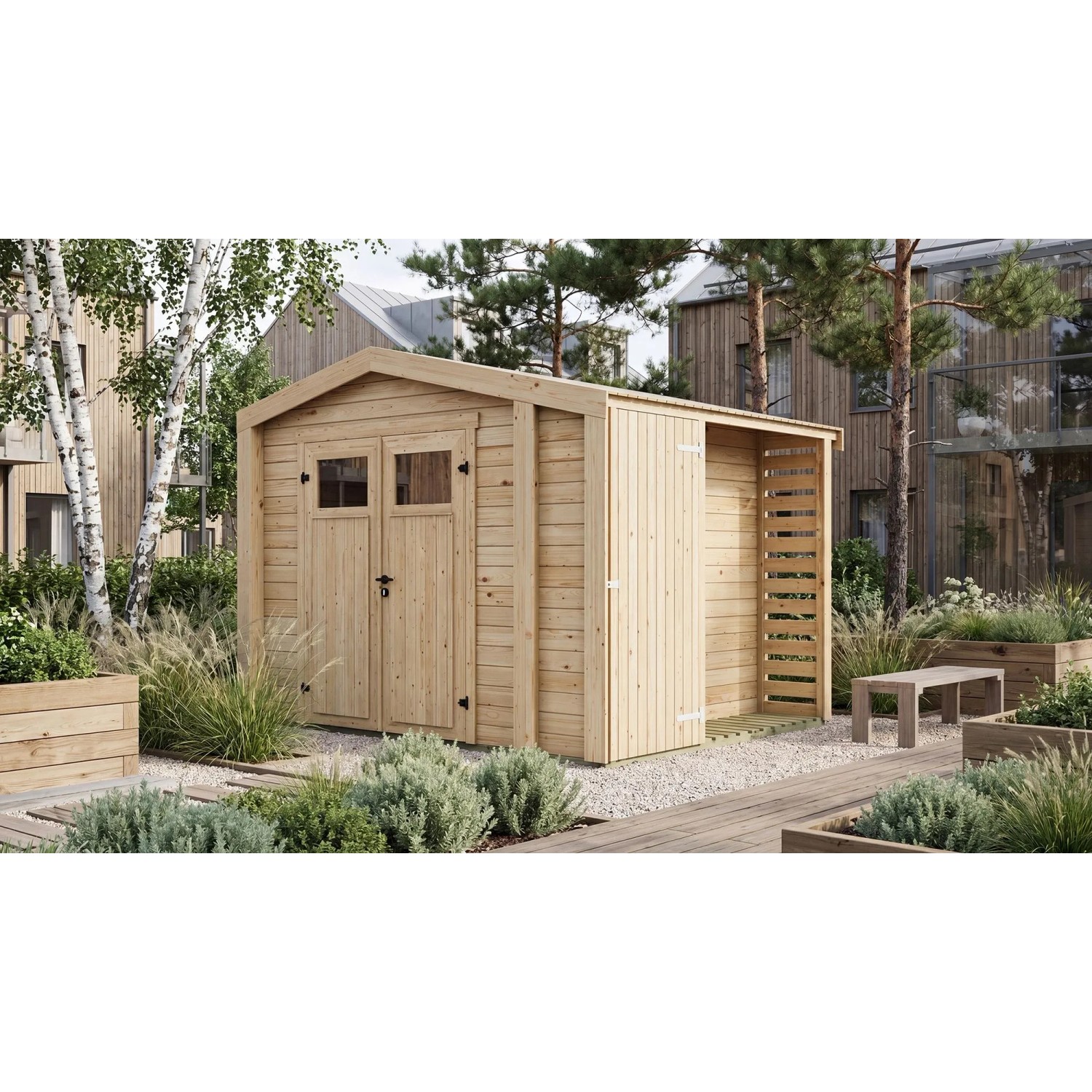 Weka Holz-Gartenhaus Killarney Satteldach Natur Unbehandelt 311 cm x 263 cm