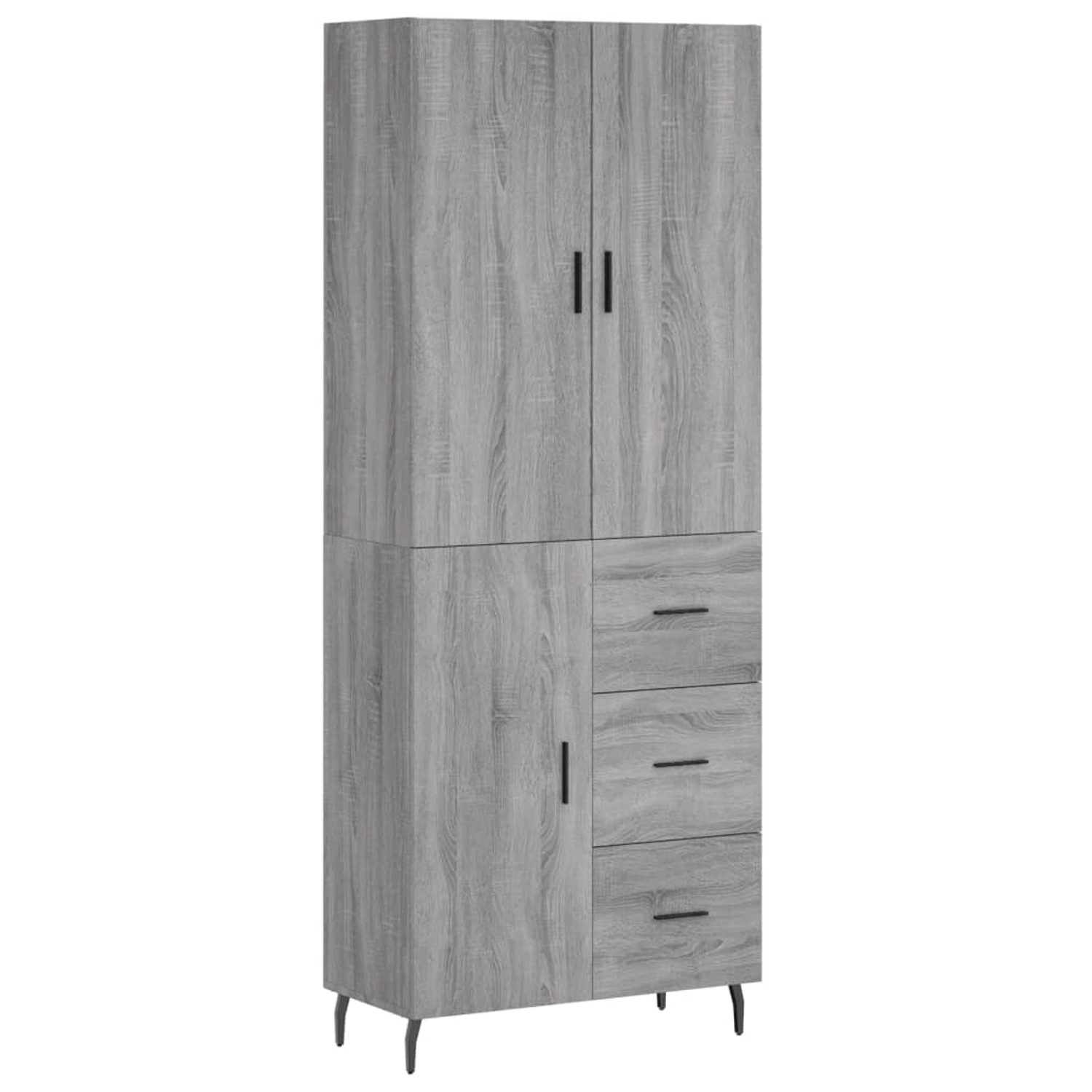 vidaXL Highboard Grau Sonoma 69,5x34x180 cm Holzwerkstoff 3195921 günstig online kaufen
