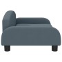 Dunkelgraues vidaXL Hundebett aus Stoff, 70x45x30 cm, als kleines Sofa mit Rückenlehne und schwarzen Füßen.