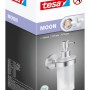 Verpackung des Tesa Seifenspenders Moon in Edelstahloptik mit Klebelösung.