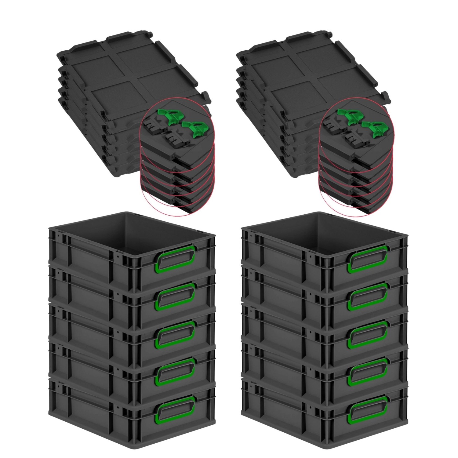 PROREGAL SuperSparSet 10x Eurobox Nextgen Color Mit Scharnierdeckel HxBxT 1 günstig online kaufen