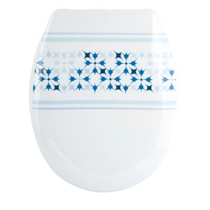 MSV WC-Sitz Malta, Duroplast, Soft-Close, blau mit Muster, 45,5x37x5cm