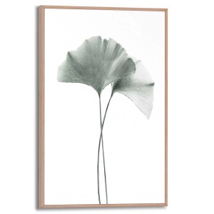 Gerahmtes Bild mit Ginkgo Blättern in Grün, 30x20 cm, für Wohnzimmer.
