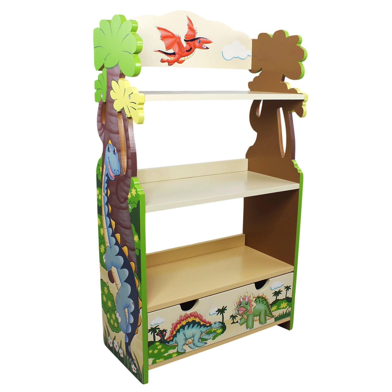 Teamson Kids Kinderbücherregal Dinosaurier Holz Stauraum Blau