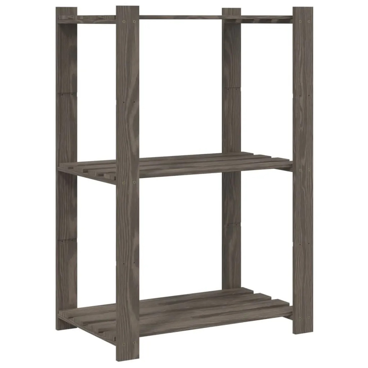 vidaXL Lagerregal mit 3 Böden Grau 60x38x90 cm Massivholz Kiefer 373387
