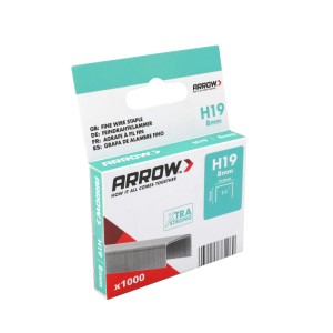 Arrow Klammern H19, 8 mm, 1000 Stück, für Hammertacker, geeignet für Stoffe, Gewebe und Polsterarbeiten.