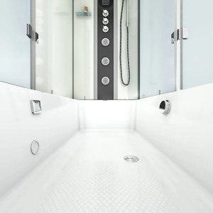 AcquaVapore Dusch-Wanne-Kombination K05-L03-EC 180x90, weiße Duschkabine mit Regendusche und Handbrause.
