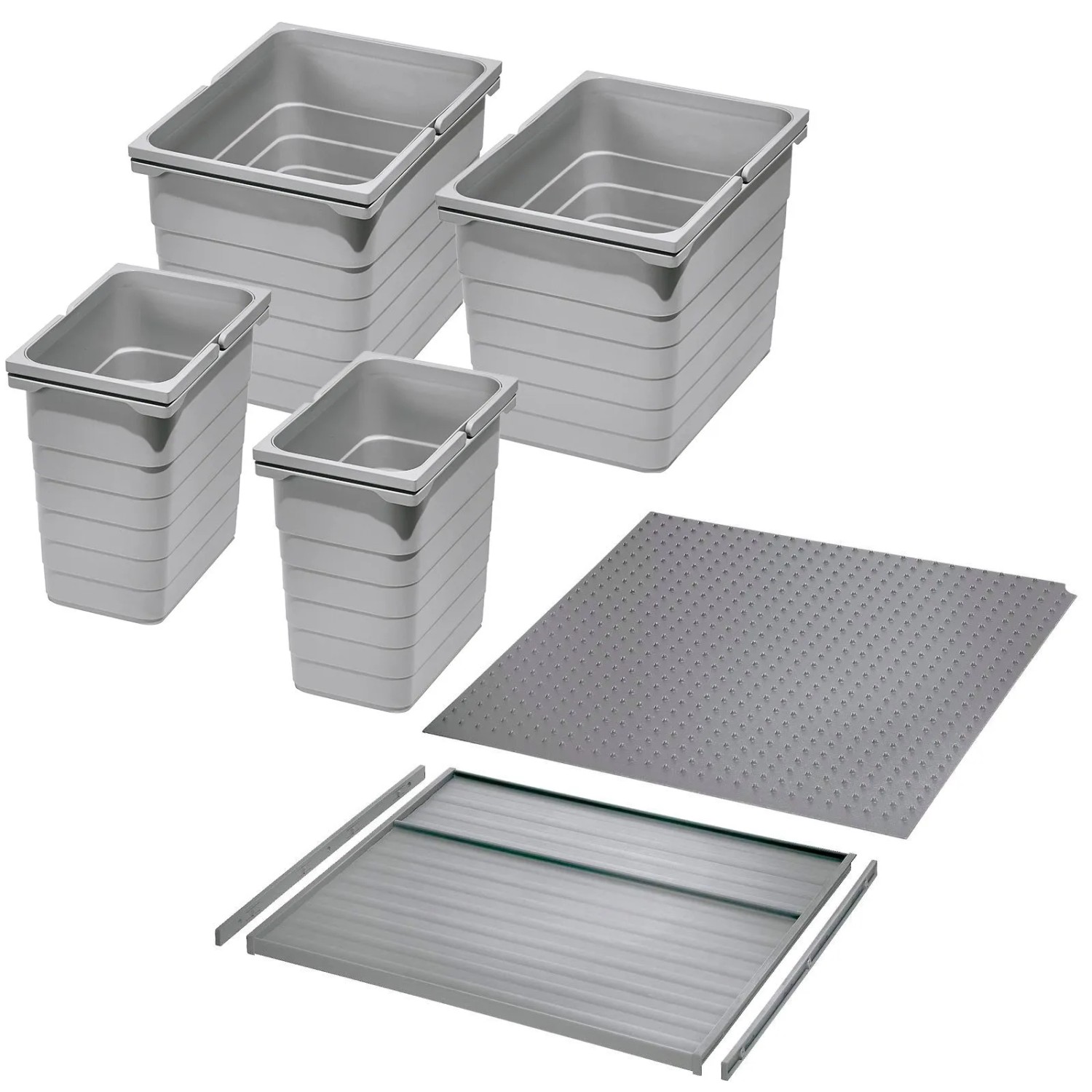 Ninka Abfalltrennsystem Eins2vier KB 600 mm 2x 8L 2x 17L Alugrau für Seitenstärke 16 mm