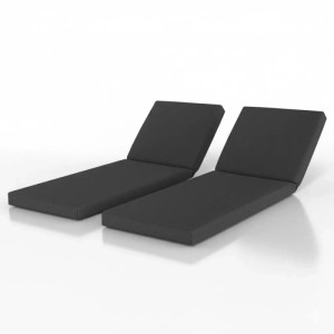 Beautissu 2er Set Deckchair Auflagen QD-RL 190x60cm, anthrazitfarbene Gartenstuhlauflagen.