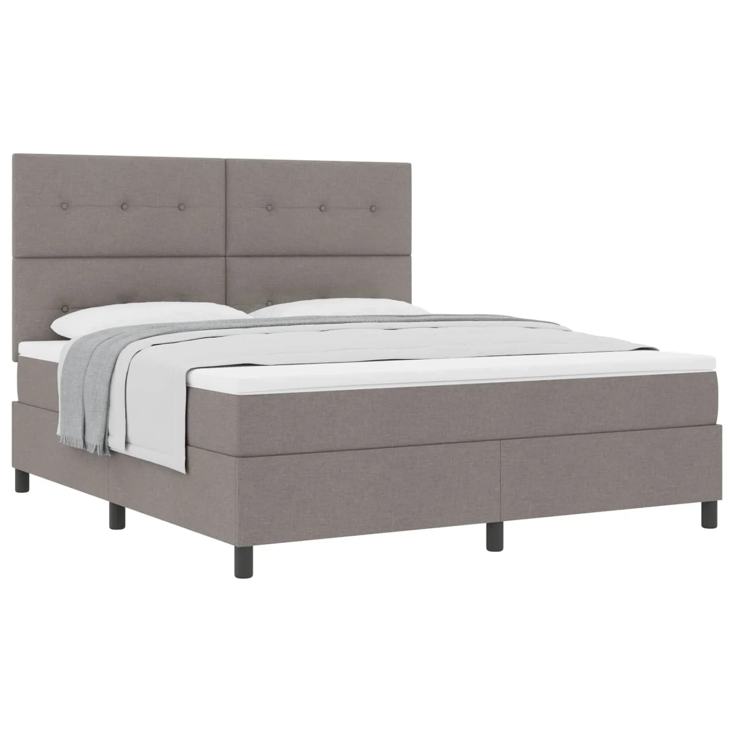 vidaXL Boxspringbett mit Matratze Taupe 180 x 200 cm Stoff 3339410