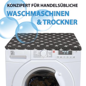 Bestlivings Waschmaschinenbezug anthrazit mit Sternenmuster auf Waschmaschine.
