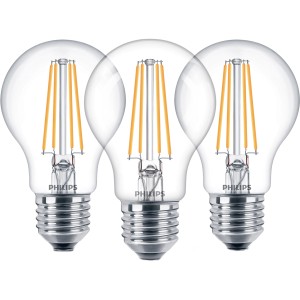 Philips LED-Leuchtmittel E27 Glühlampenform 7 W 3er Set 10,4 x 6 cm (H x Ø)