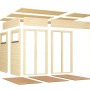 Einzelteile des Bertilo Elementgartenhauses Cubus 3 Office Lounge aus Holz