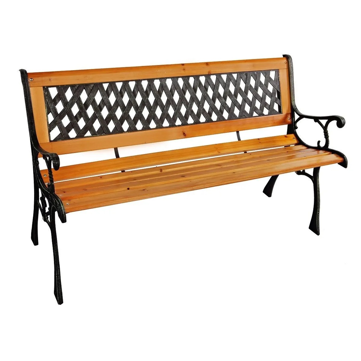 Lex Parkbank Tannenholz Gartenbank Sitzbank Holz Metall Terrasse Balkon 125x74cm