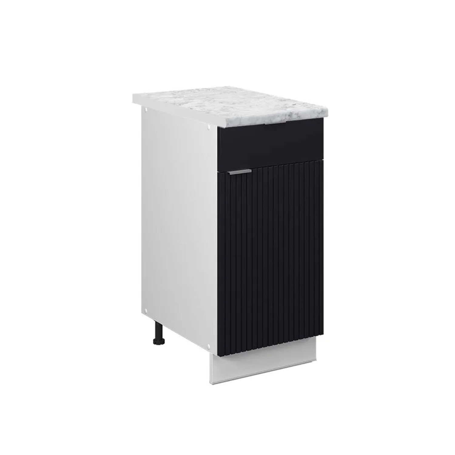 Vicco SchuBunterschrank Fame-Line Schubladenschrank für die Küche Schwarz Gestreift 40 cm AP Marmor