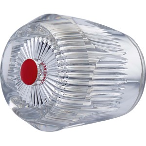 Acrylgriff 26 mm für Armaturen, transparent mit roter Markierung für Warmwasser.