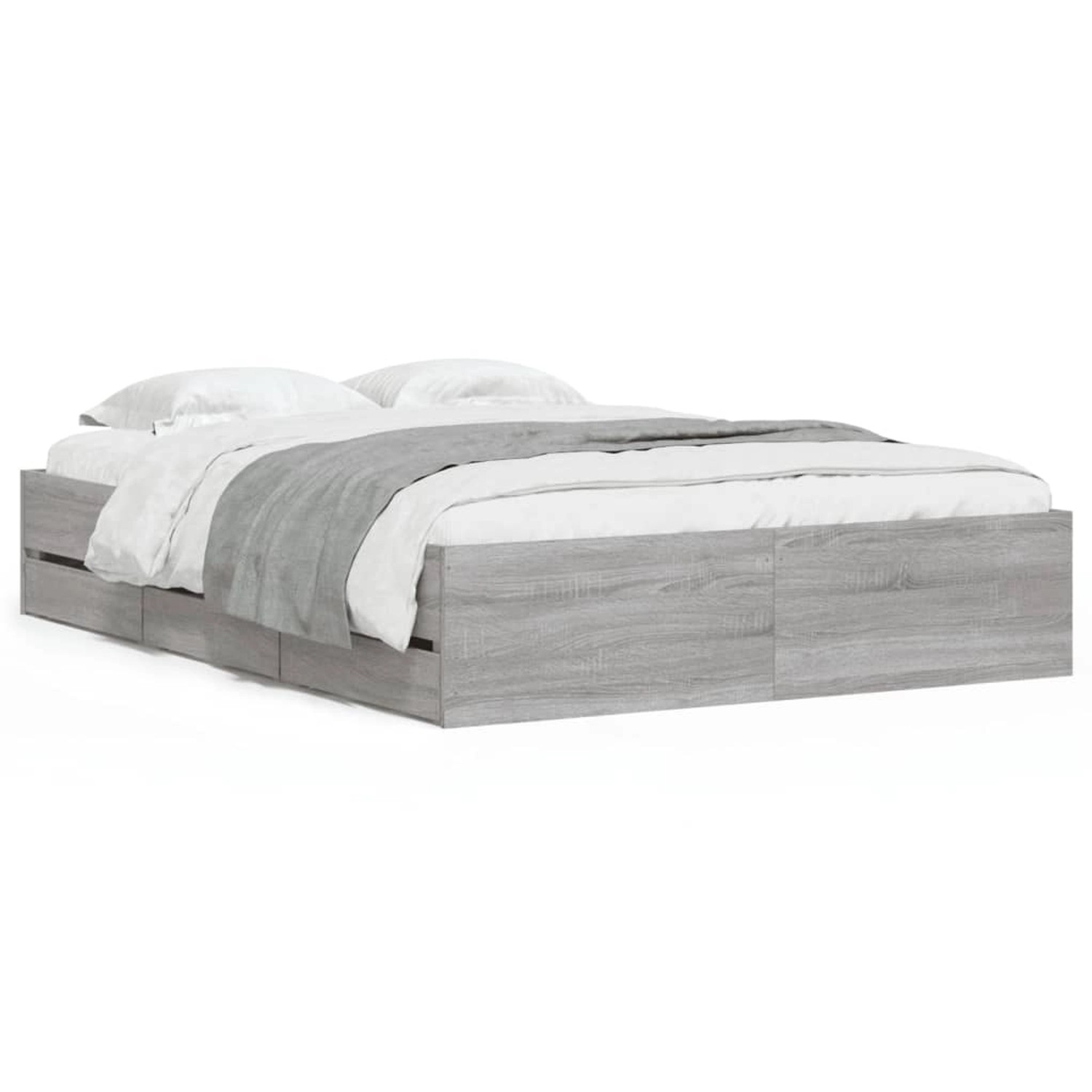 vidaXL Bettgestell mit Schubladen Grau Sonoma 120x190 cm Holzwerkstoff 3207 günstig online kaufen