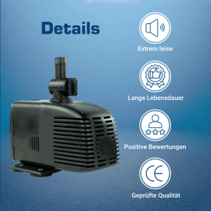 Schwarze Kerry Electronics Teichpumpe, 1000 l/h, für Aquarien, Teiche und Zimmerbrunnen.