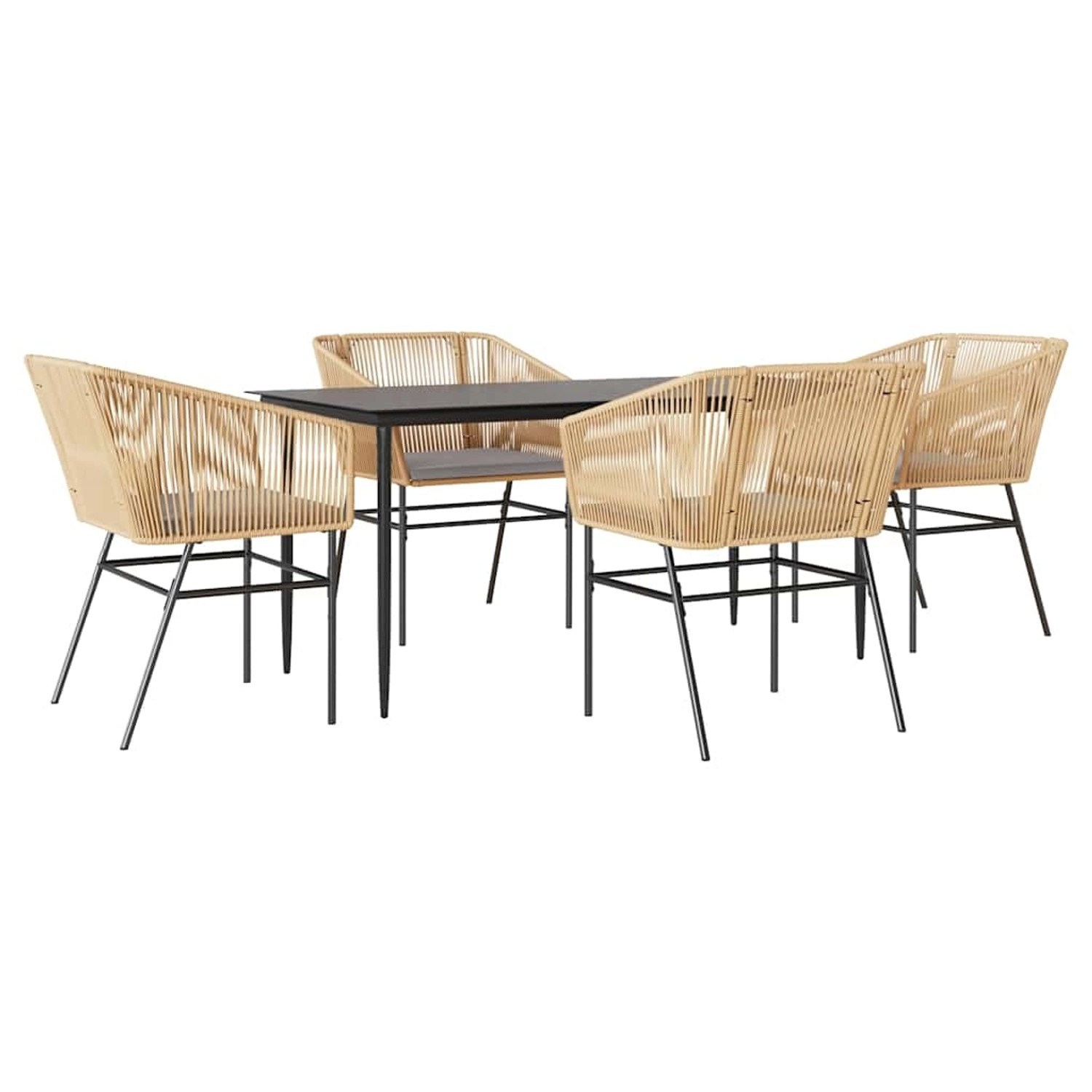 vidaXL 5-Tlg Garten-Essgruppe mit Kissen Braun Poly Rattan Glas 3334523 günstig online kaufen