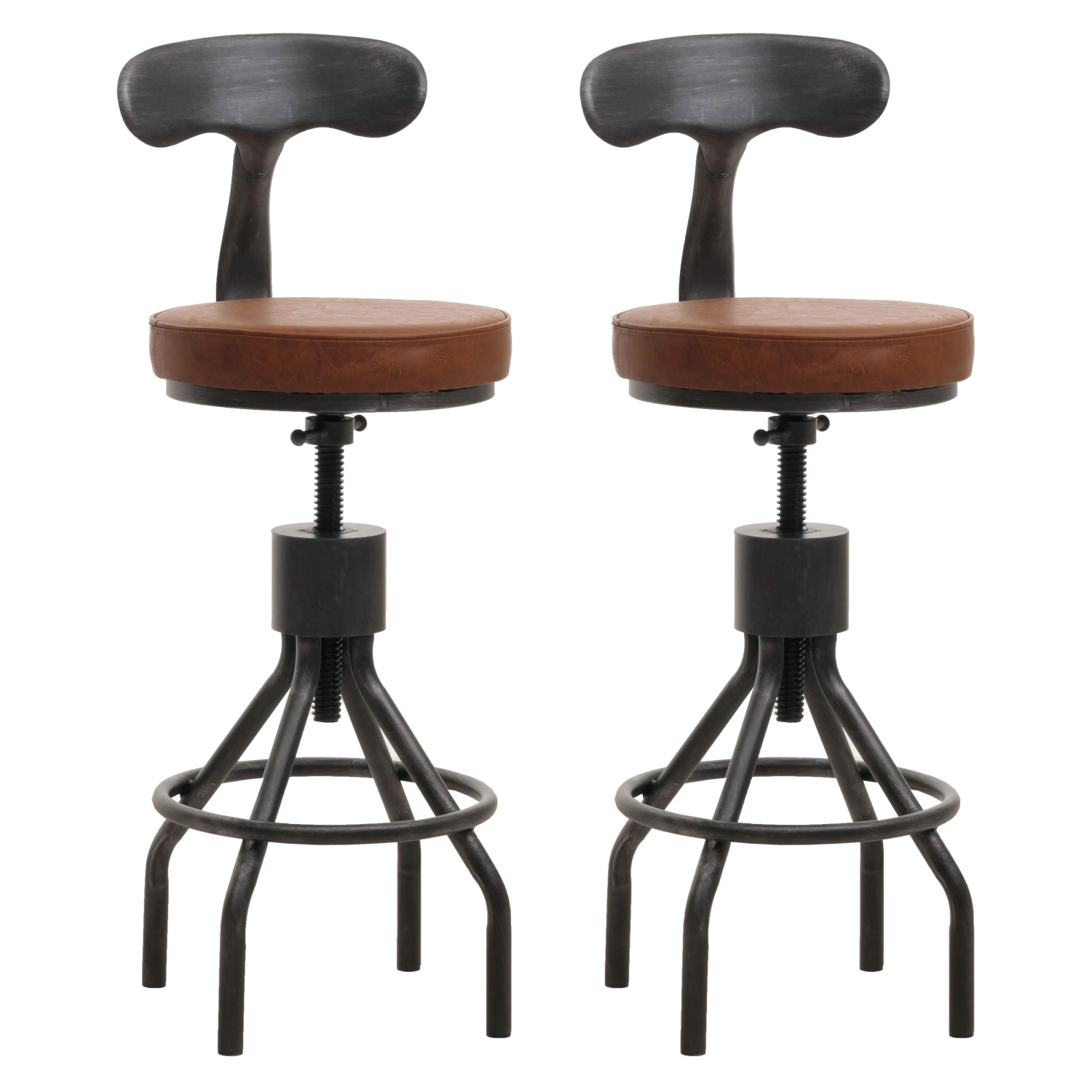 PROREGAL 2er-Set Barhocker Mit Lehne Sitzhöhe 58-82cm Höhenverstellbar Dreh günstig online kaufen