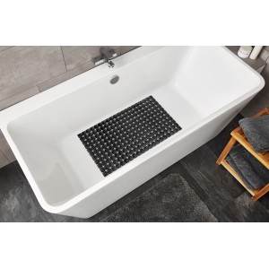 Schwarze Kleine Wolke Wanneneinlage Gatty in weißer Badewanne, rutschfest und sicher.