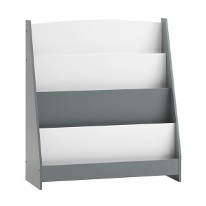 SoBuy Kinder Bücherregal KMB32-HG, grau/weiß, mit 4 Ablagen für Kinderbücher und Spielzeug.