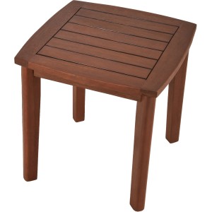 Beistelltisch aus dunklem Eukalyptusholz, passend zum Garden Pleasure Schaukelstuhl-Set Sinaloa.