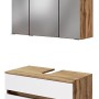Held Möbel Badmöbel-Set Bari, 2-teilig, mit Spiegelschrank und Unterbeckenschrank in Weiß und Wotaneiche.