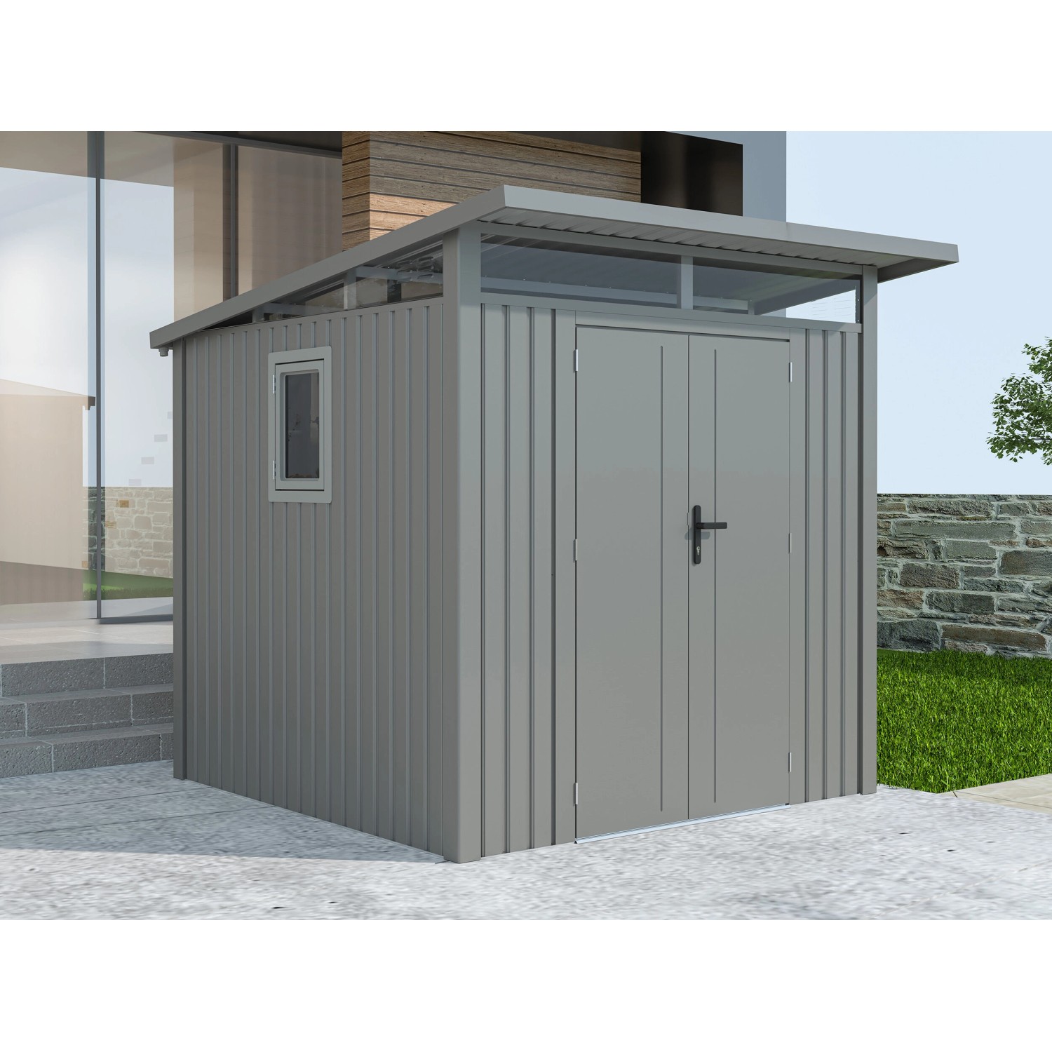 Starline Metall Gerätehaus Modell Skylight 4,45 m² Alu Grau günstig online kaufen