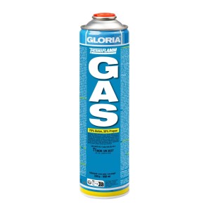 Blaue Gloria Thermoflamm Gaskartusche mit 70% Butan, 30% Propan für Unkrautbrenner.