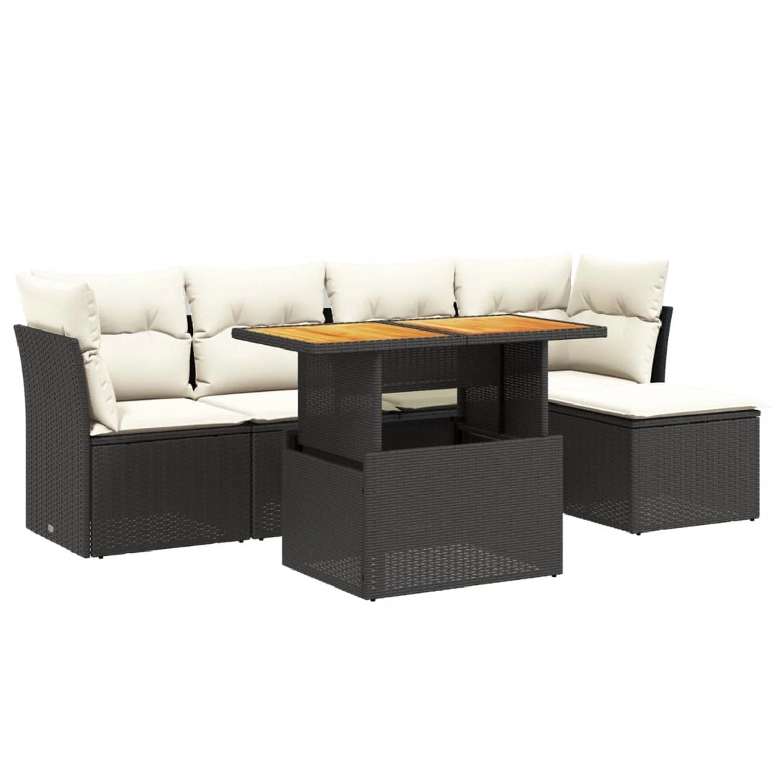 vidaXL 6-Tlg Garten-Sofagarnitur mit Kissen Schwarz Poly Rattan 3270804 günstig online kaufen